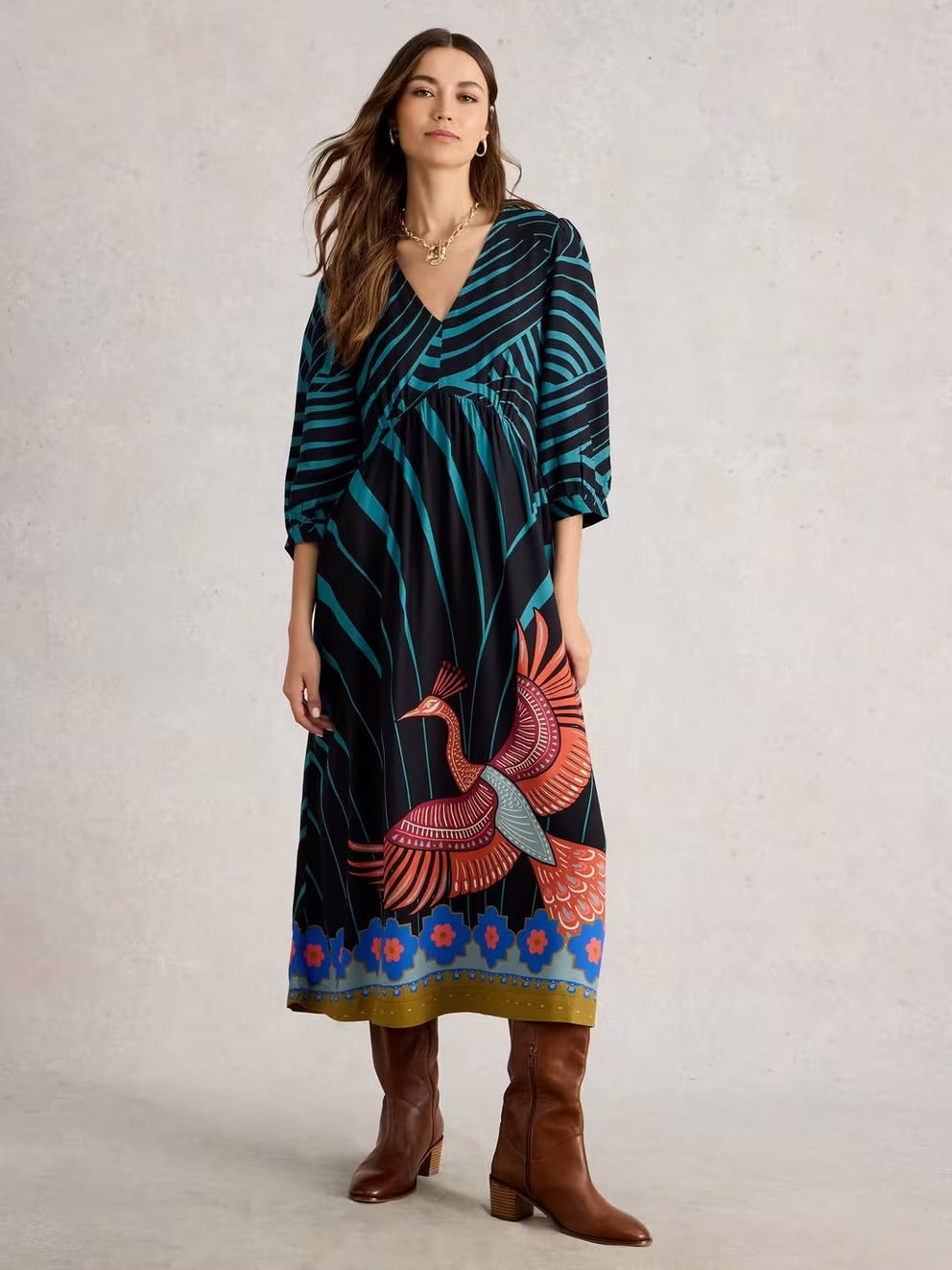 White Stuff Womens Lucy Midi Dress 444737 Multi Clothing UK8 / Multi,UK10 / Multi,UK12 / Multi,UK14 / Multi,UK16 / Multi