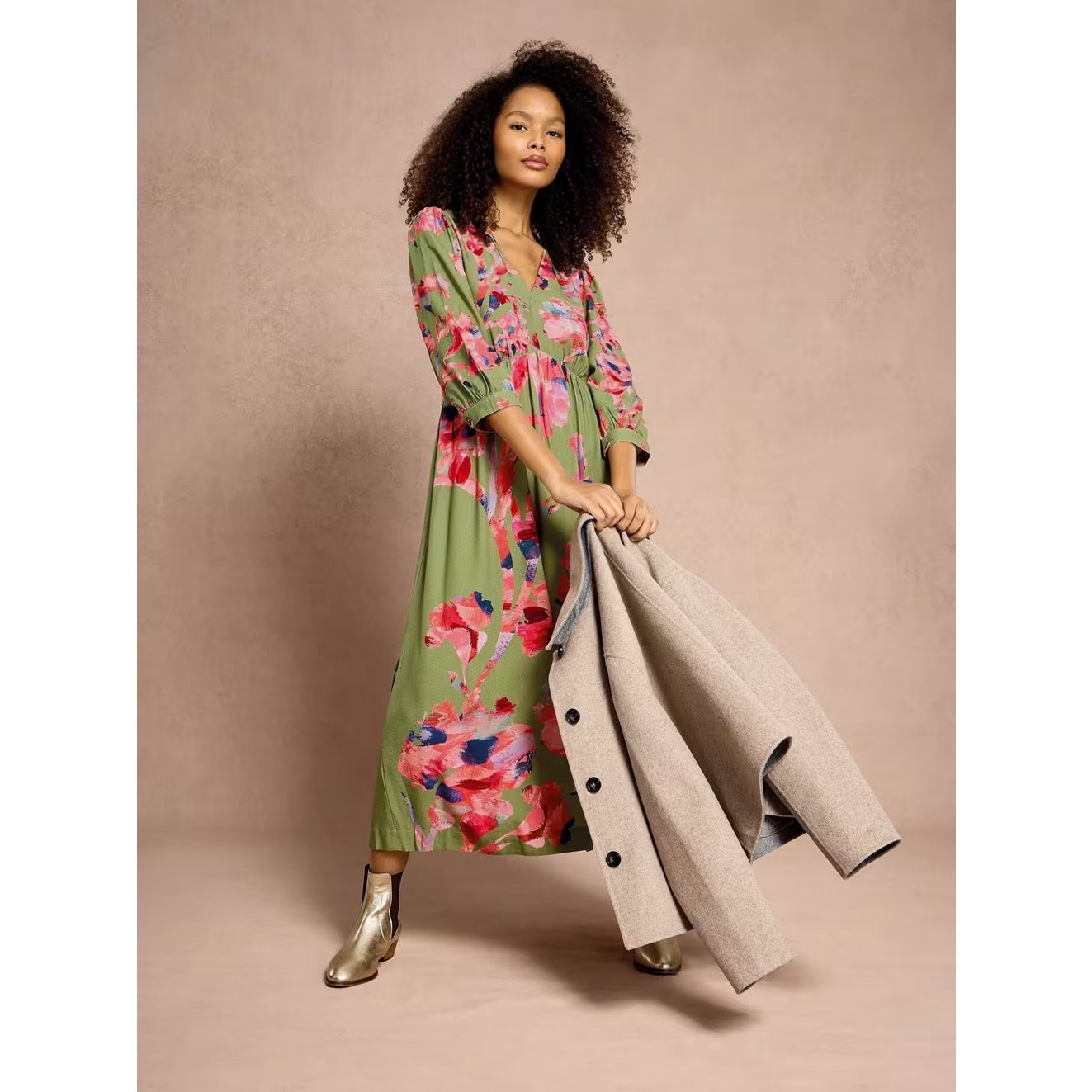 White Stuff Womens Lucy Petite Fit Midi Dress 445271 Green Multi Clothing UK8 / Green,UK10 / Green,UK12 / Green,UK14 / Green,UK16 / Green,UK18 / Green