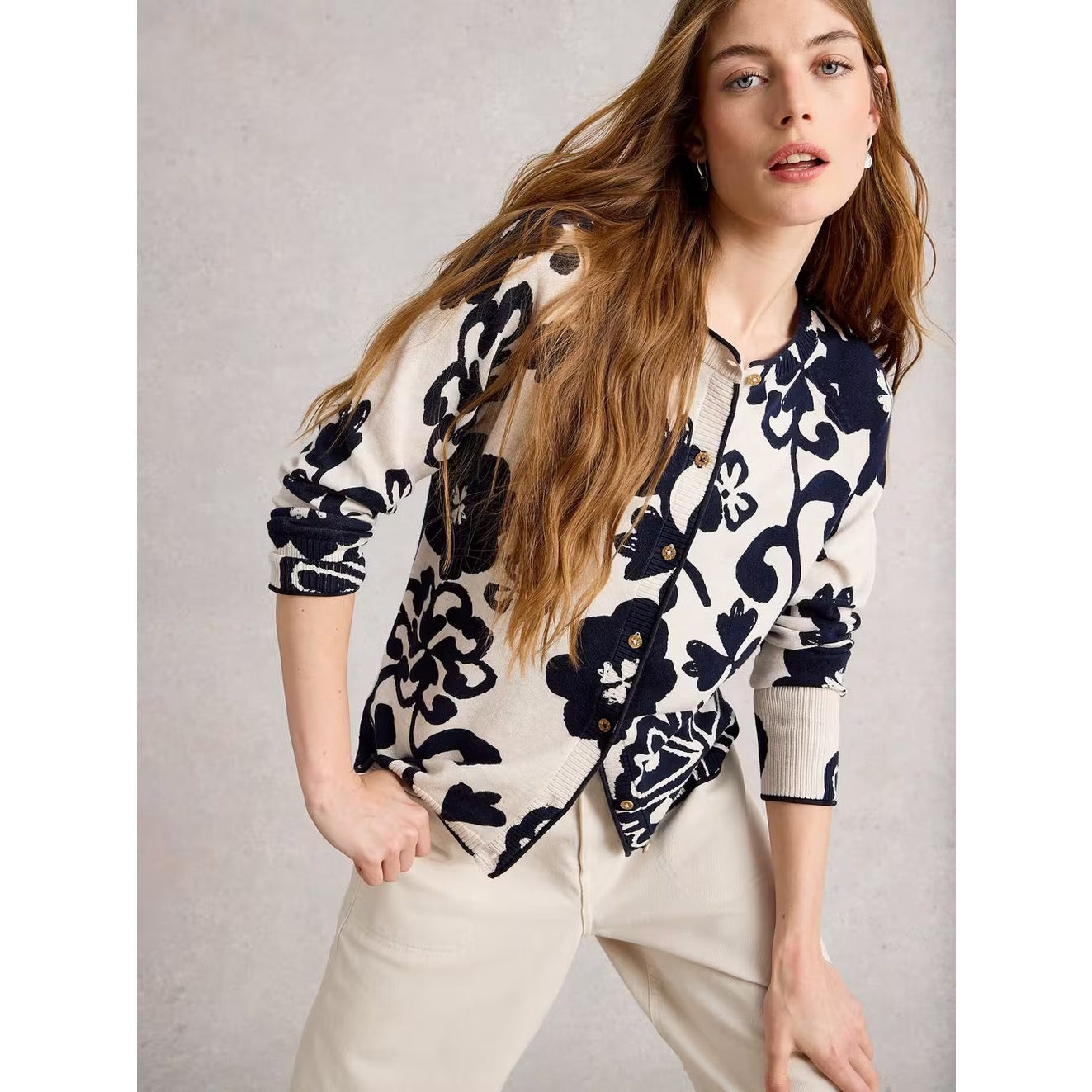 White Stuff Womens Lulu Print Cardigan 444076 Natural Clothing UK8 / Natural,UK12 / Natural,UK14 / Natural,UK16 / Natural