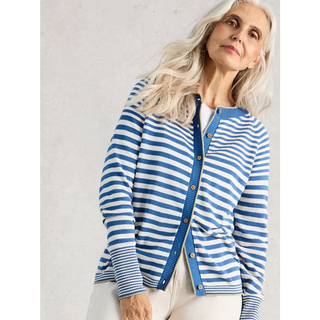 White Stuff Womens Lulu Stripe Cardigan 445400 Blue Clothing UK8 / Blue,UK10 / Blue,UK12 / Blue,UK14 / Blue,UK16 / Blue,UK18 / Blue