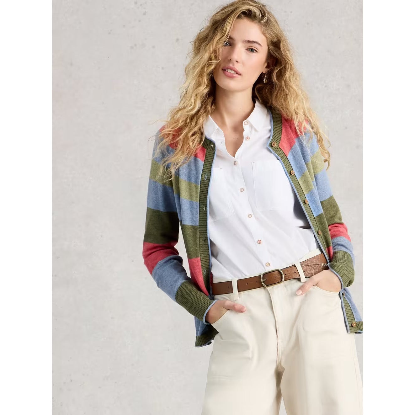 White Stuff Womens Lulu Wide Stripe Cardigan 445400 Multi Clothing UK8 / Multi,UK10 / Multi,UK12 / Multi,UK14 / Multi,UK16 / Multi