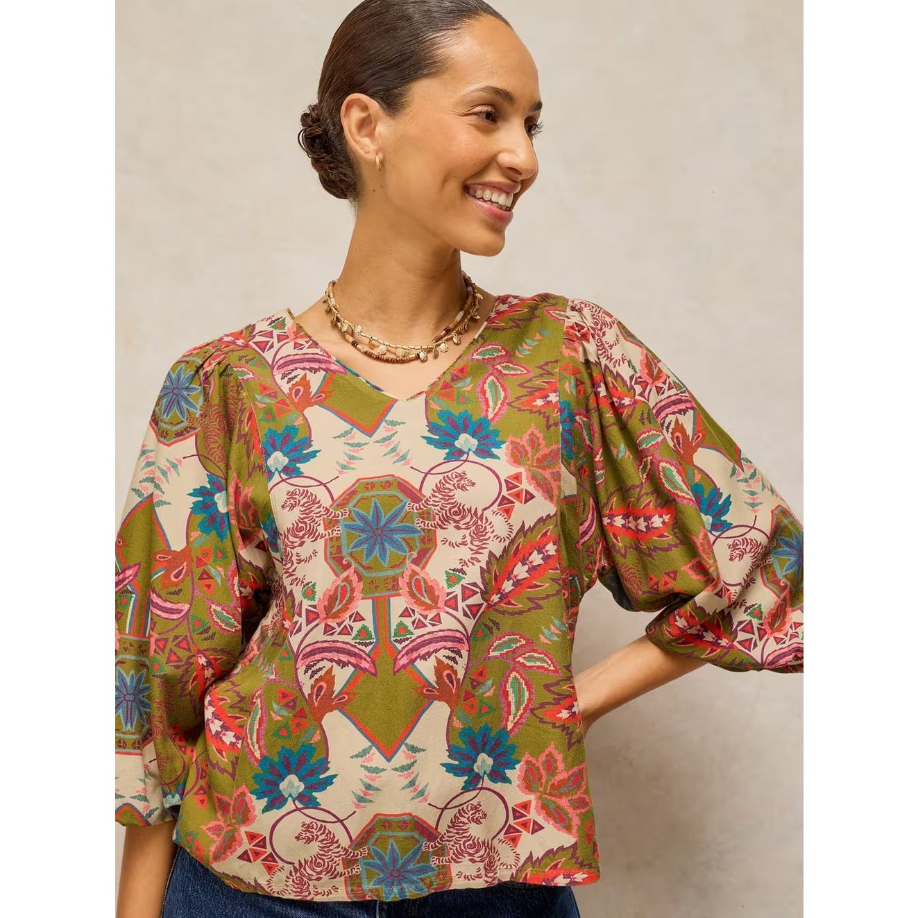 White Stuff Womens Matilda Top 447010 Chartreuse Print