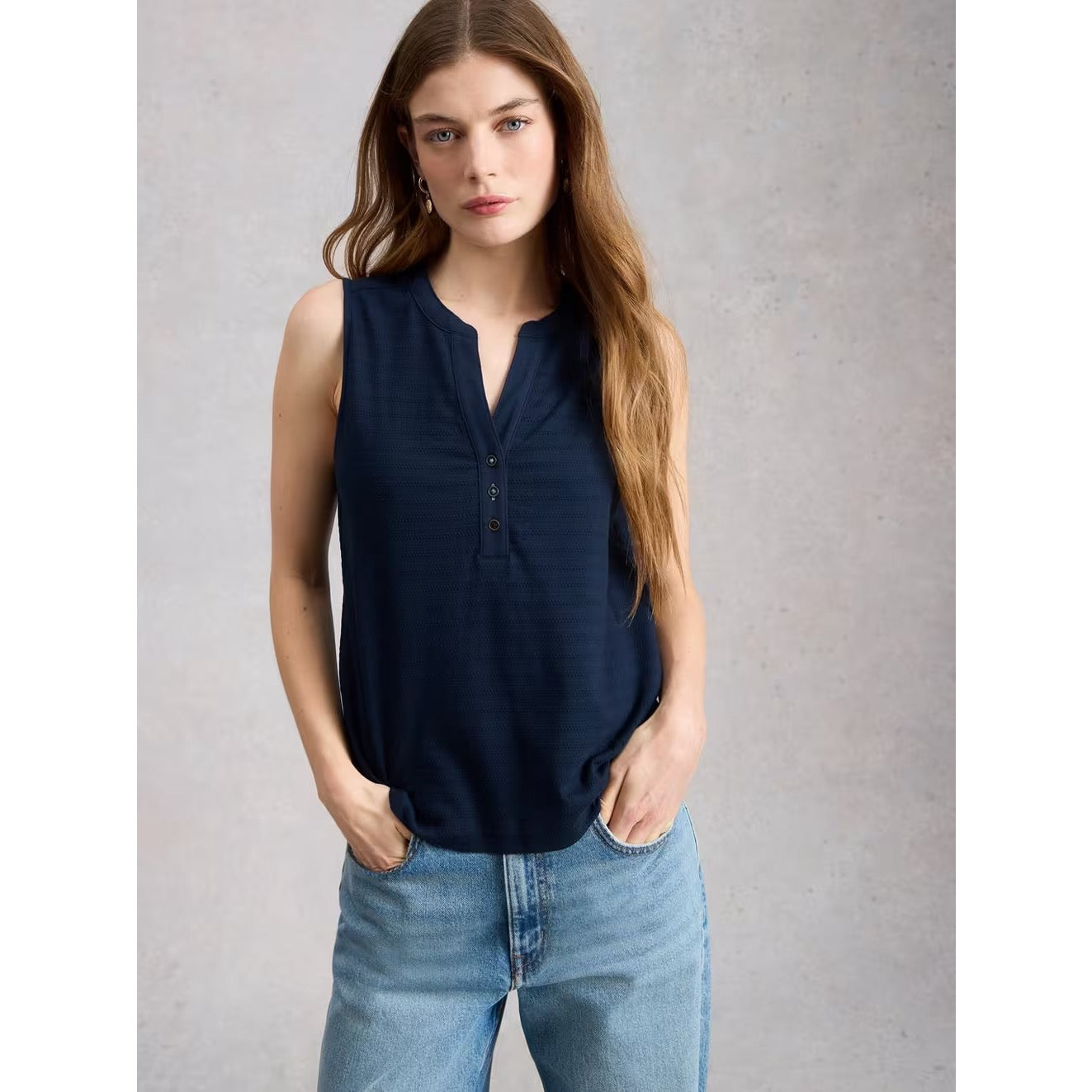 White Stuff Womens Nora Notch Vest 446223 Navy