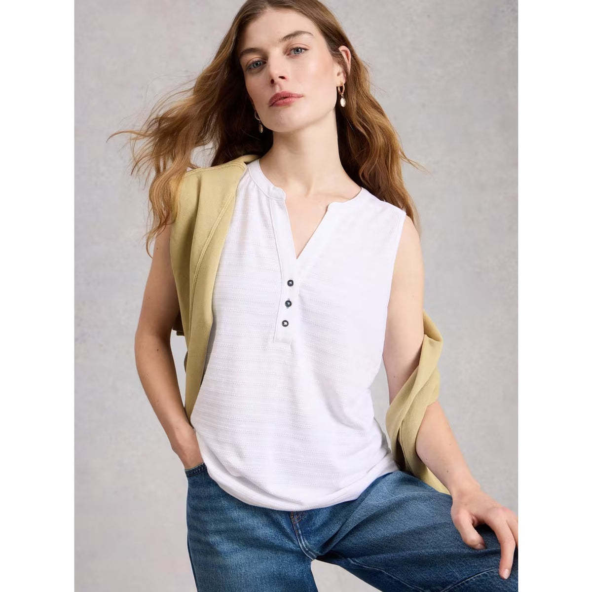 White Stuff Womens Nora Notch Vest 446223 White