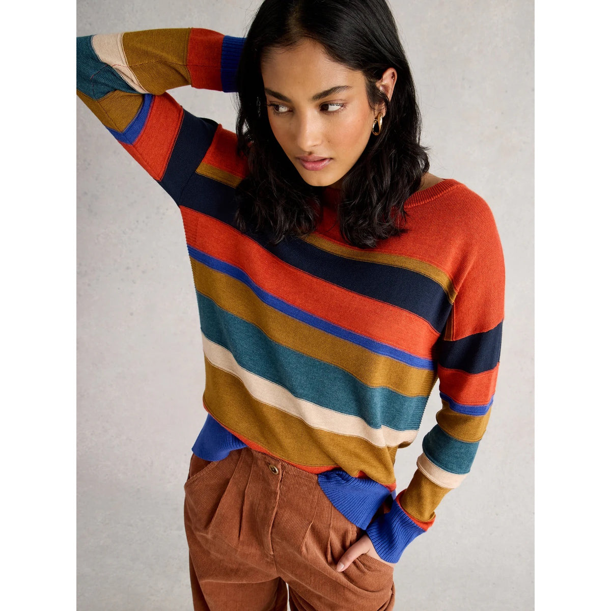 White Stuff Womens Olive Stitch Stripe Jumper 444646 Multi Stripe Clothing UK8 / Multi,UK10 / Multi,UK12 / Multi,UK14 / Multi,UK16 / Multi