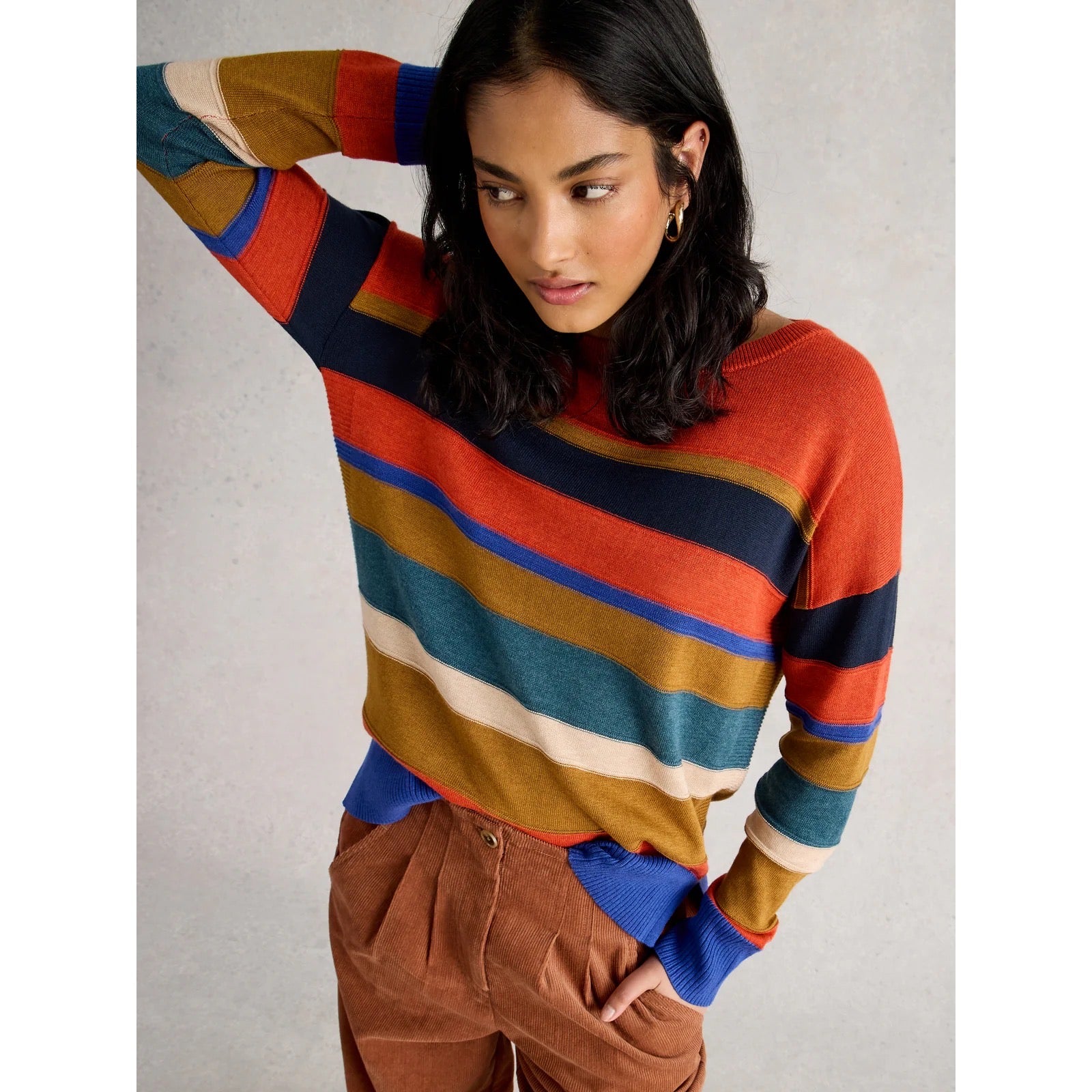 White Stuff Womens Olive Stitch Stripe Jumper 444646 Multi Stripe Clothing UK8 / Multi,UK10 / Multi,UK12 / Multi,UK14 / Multi,UK16 / Multi