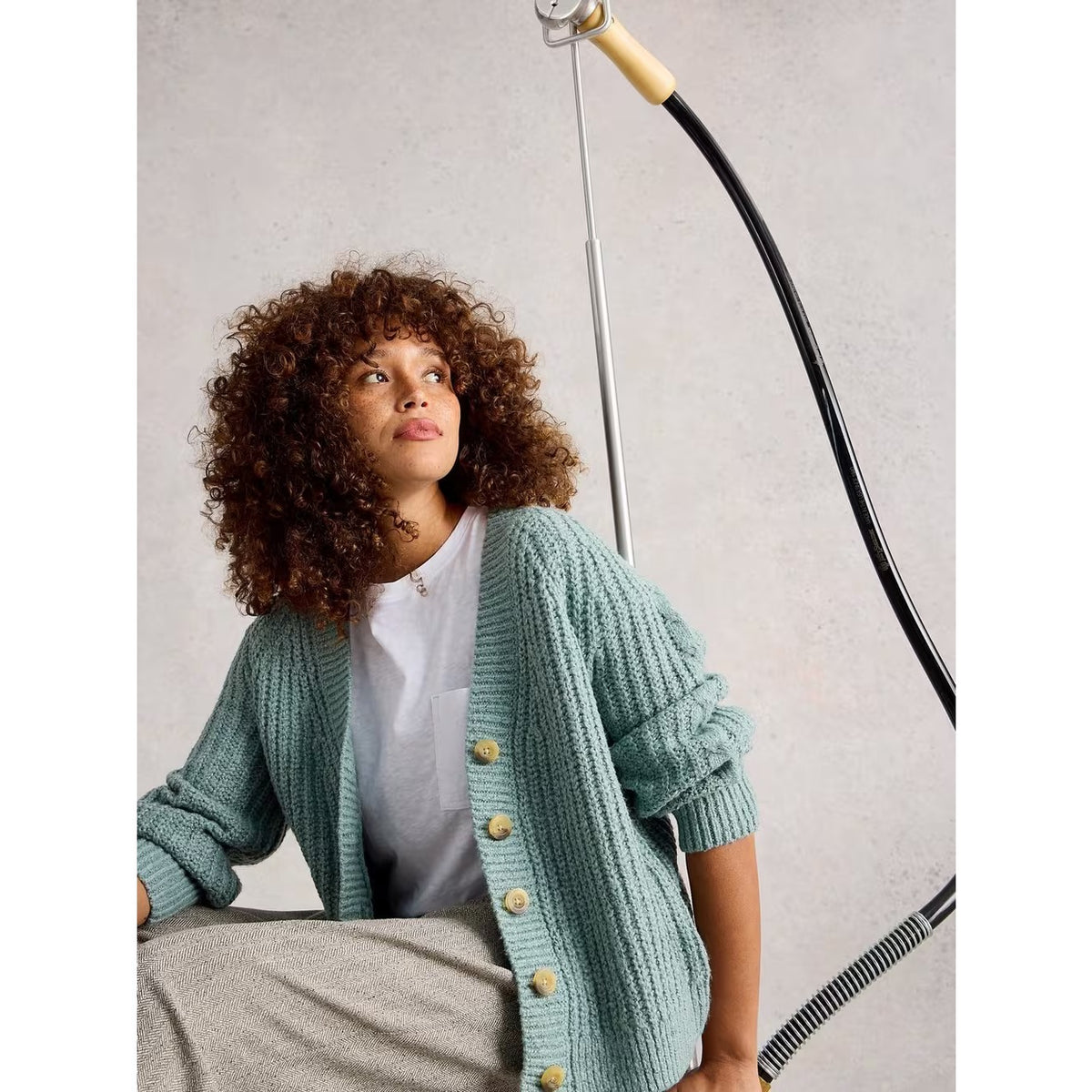 White Stuff Womens Sally Slub Cardigan 444064 Dusty Green Clothing UK8 / Green,UK10 / Green,UK12 / Green,UK14 / Green,UK16 / Green