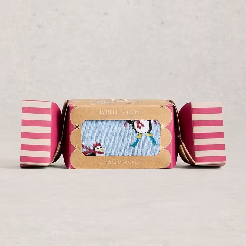 White Stuff Womens Ski Penguin Sock In A Cracker 444802 Clothing UK3-5 / Blue,UK6-8 / Blue