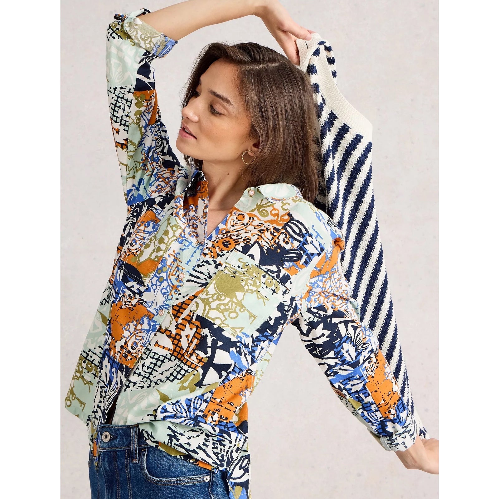 White Stuff Womens Sophie Shirt 444302 Orange Multi Clothing UK10 / Multi,UK12 / Multi,UK14 / Multi,UK16 / Multi,UK18 / Multi