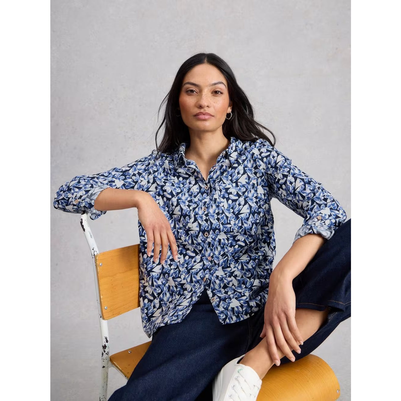 White Stuff Womens Sophie Shirt 445245 Navy Print Clothing UK8 / Navy,UK10 / Navy,UK12 / Navy,UK14 / Navy,UK16 / Navy,UK18 / Navy