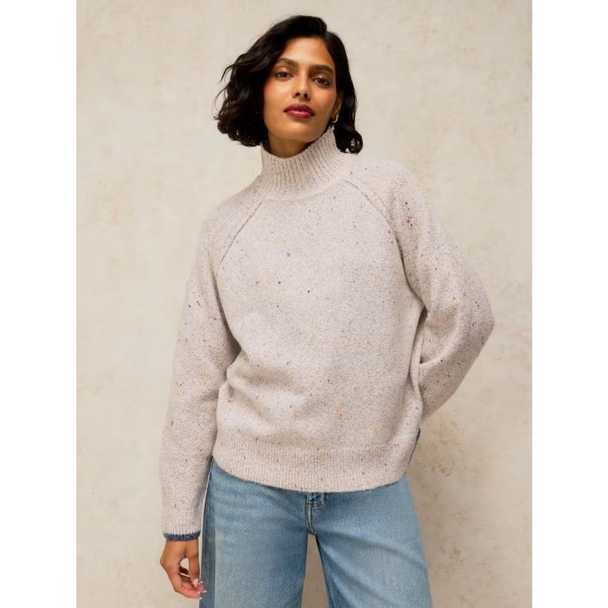 White Stuff Womens Talia Nep High Neck Jumper 447660 Light Grey
