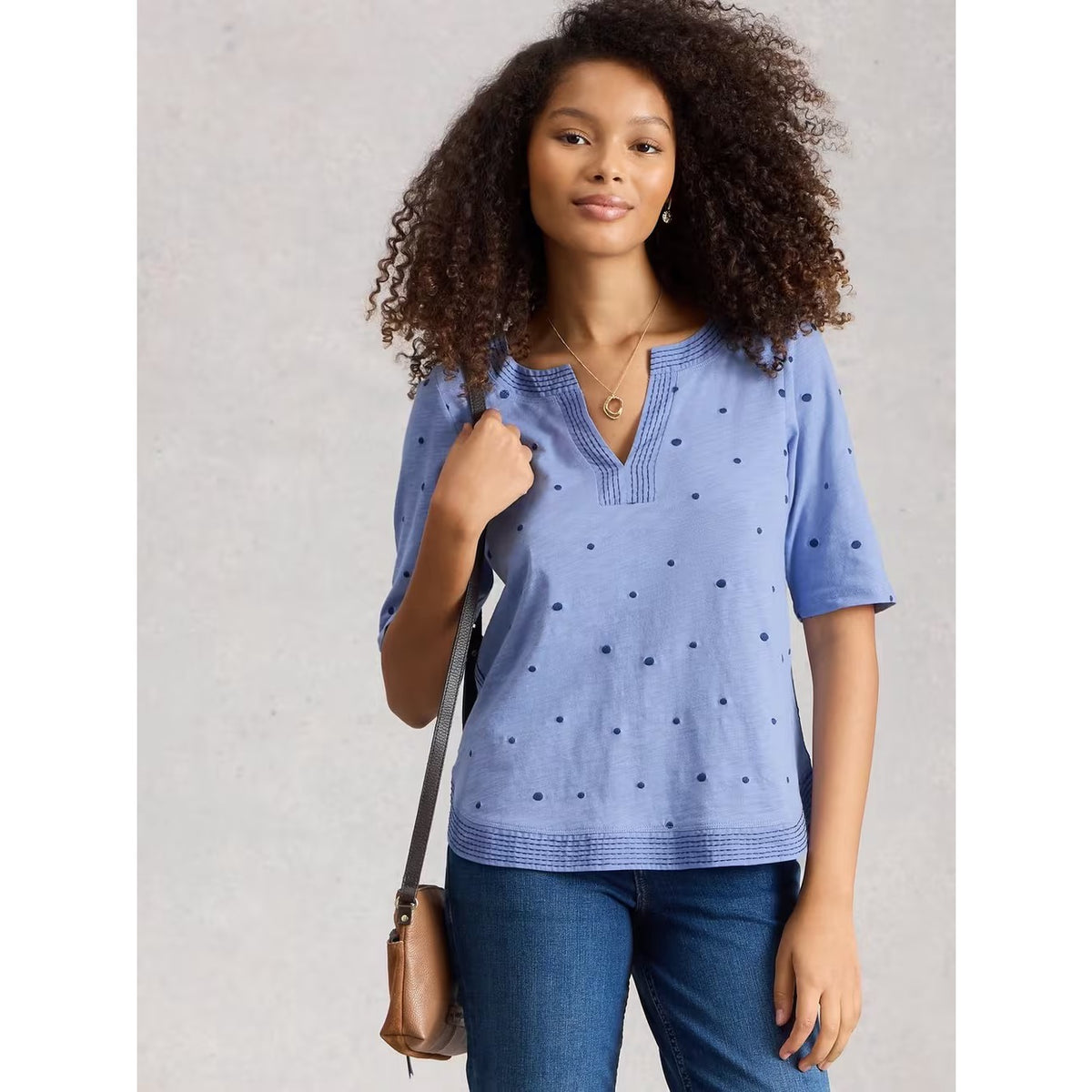 White Stuff Womens Weaver Notch Tunic Top 445714 Blue Clothing UK10 / Multi,UK12 / Multi,UK14 / Multi,UK16 / Multi,UK18 / Multi