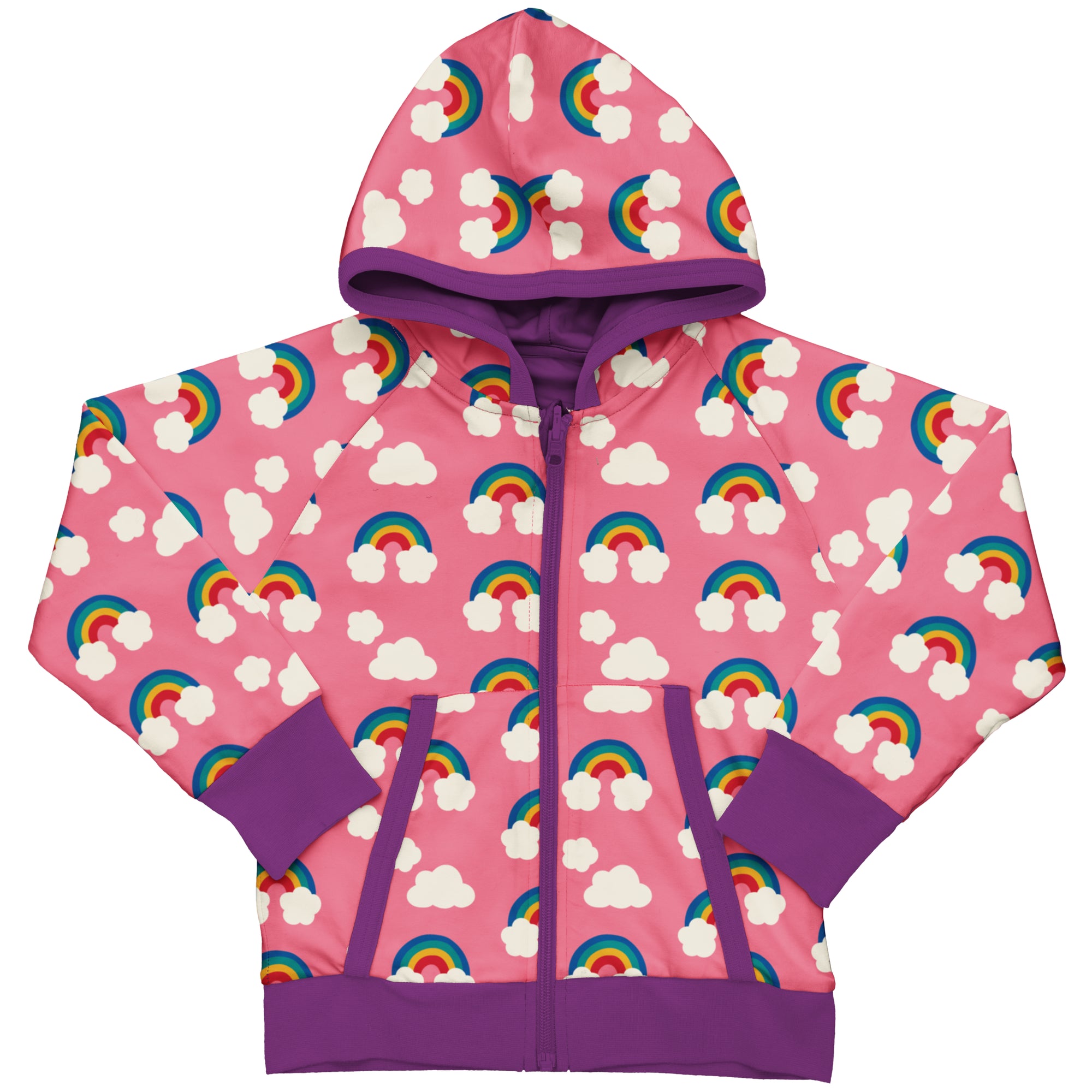 Maxomorra Pink Rainbow Reversible Hooded Sweatshirt Dxa2306 Clothing 3-4YRS / Pink,5-6YRS / Pink,7-8YRS / Pink,9-10YRS / Pink,1-2 YRS / Pink