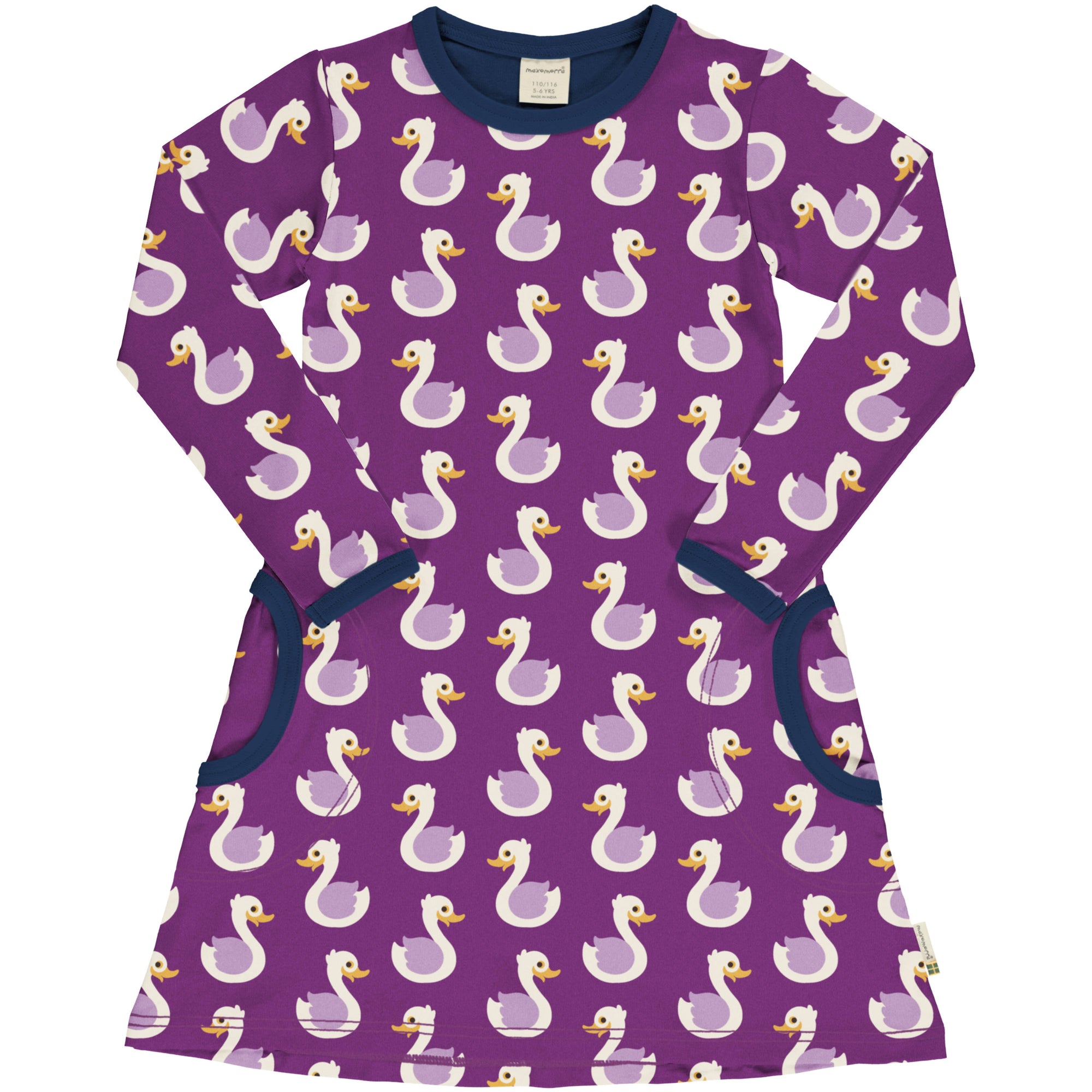 Maxomorra Swan Pocket Dress Dxa2307 Clothing 3-4YRS / Purple,5-6YRS / Purple,7-8YRS / Purple,9-10YRS / Purple,1-2 YRS / Purple