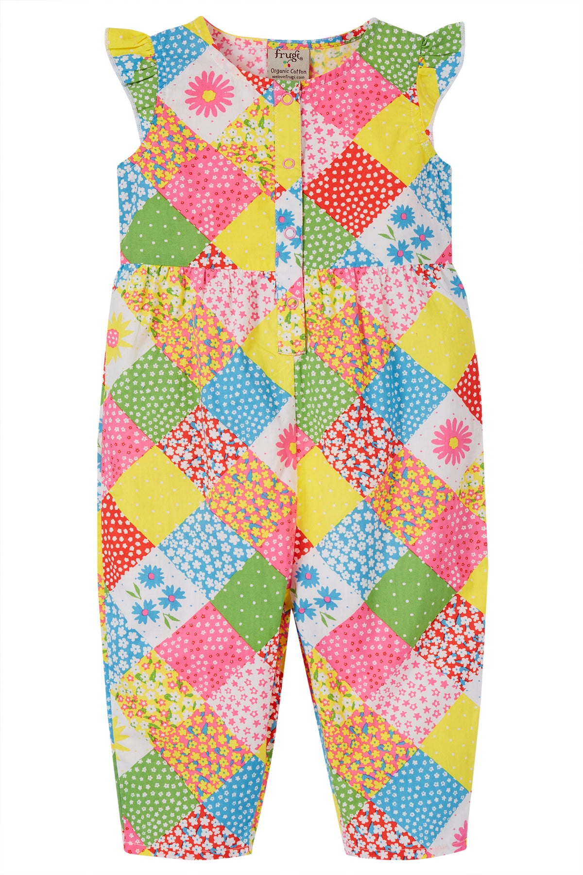 Frugi Etta Infant Playsuit Pg99i Patchwork Clothing 3-6M / Multi,6-9M / Multi,9-12M / Multi,12-18M / Multi,18-24M / Multi,2-3YRS / Multi,3-4YRS / Multi
