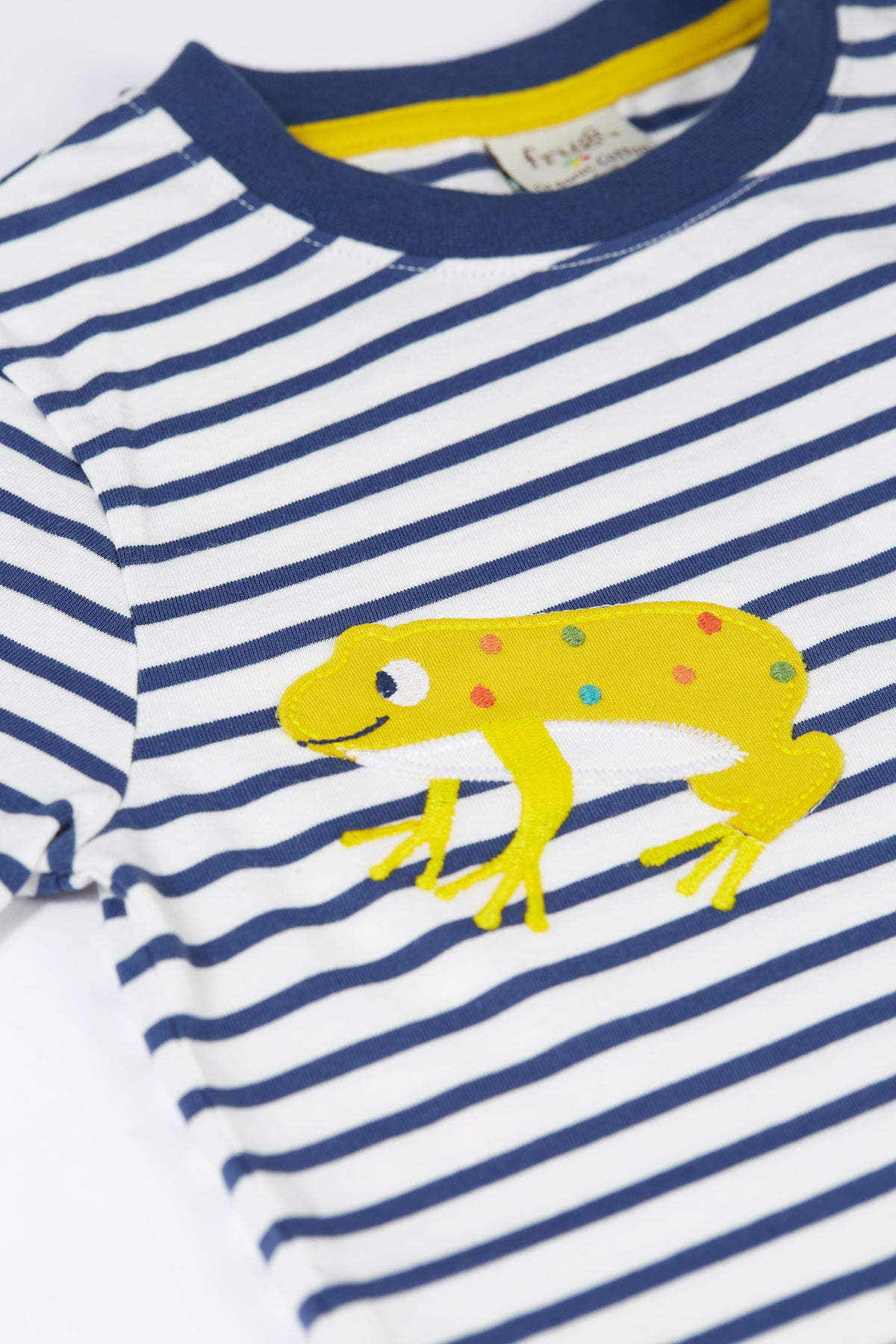 Frugi Elijah Frog T-Shirt Pg3na Navy Stripe Clothing 2-3YRS / Navy,3-4YRS / Navy,4-5YRS / Navy,5-6YRS / Navy,6-7YRS / Navy,7-8YRS / Navy,8-9YRS / Navy