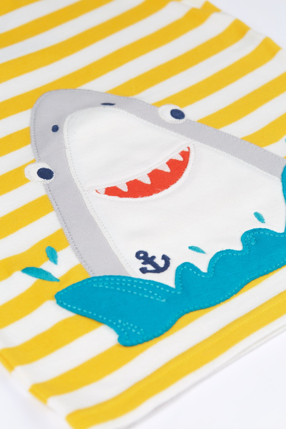 Frugi Sid Yellow Stripe Shark T-Shirt Mj5bi Clothing 2-3YRS / Yellow,3-4YRS / Yellow,4-5YRS / Yellow,5-6YRS / Yellow,6-7YRS / Yellow,7-8YRS / Yellow