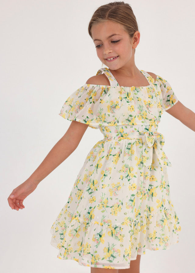 Mayoral Older Girls Dress 6913 Lemon Flower - Koast Clothing