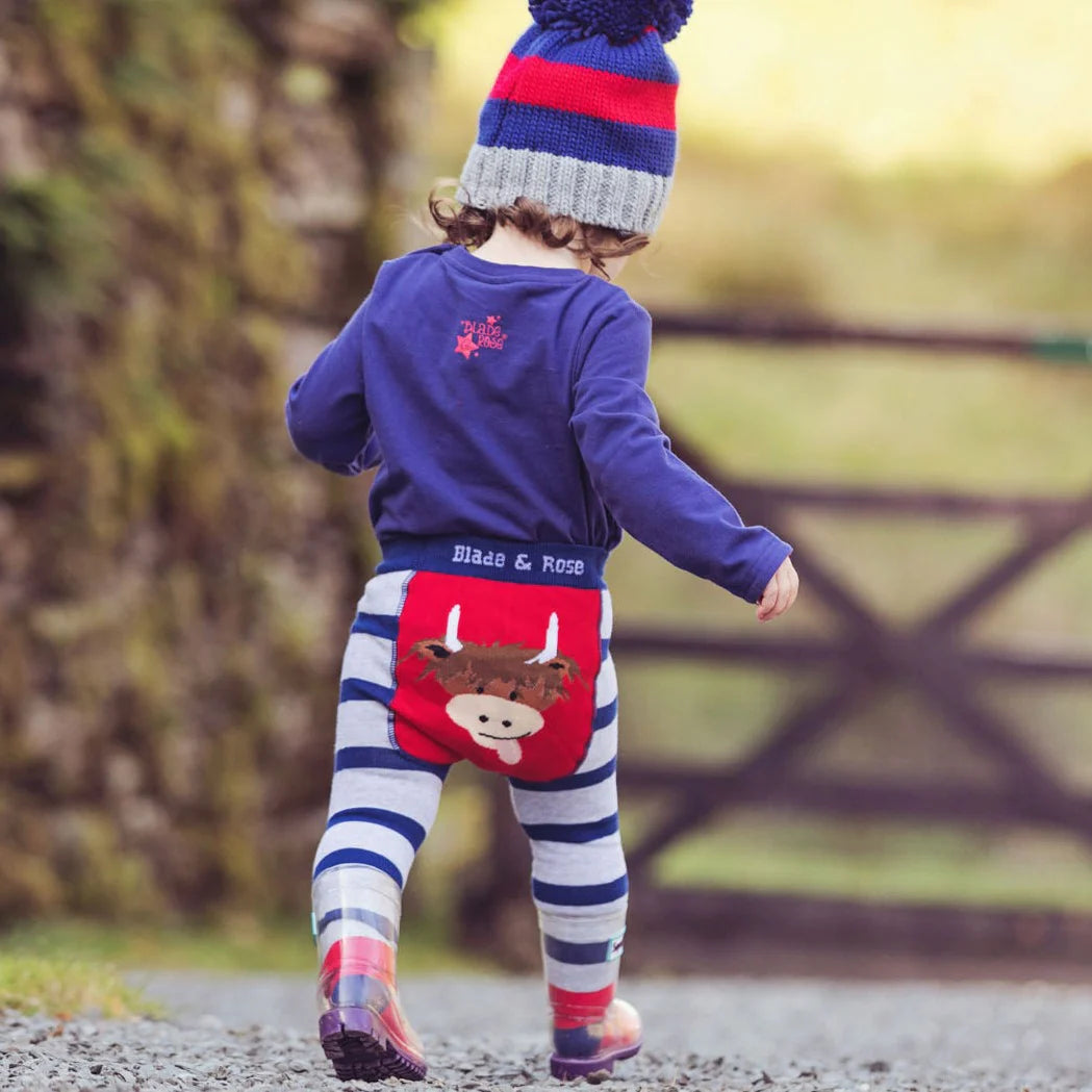 Blade &amp; Rose Highland Cow Leggings Clothing 0-6M / Blue,6-12M / Blue,12-24M / Blue