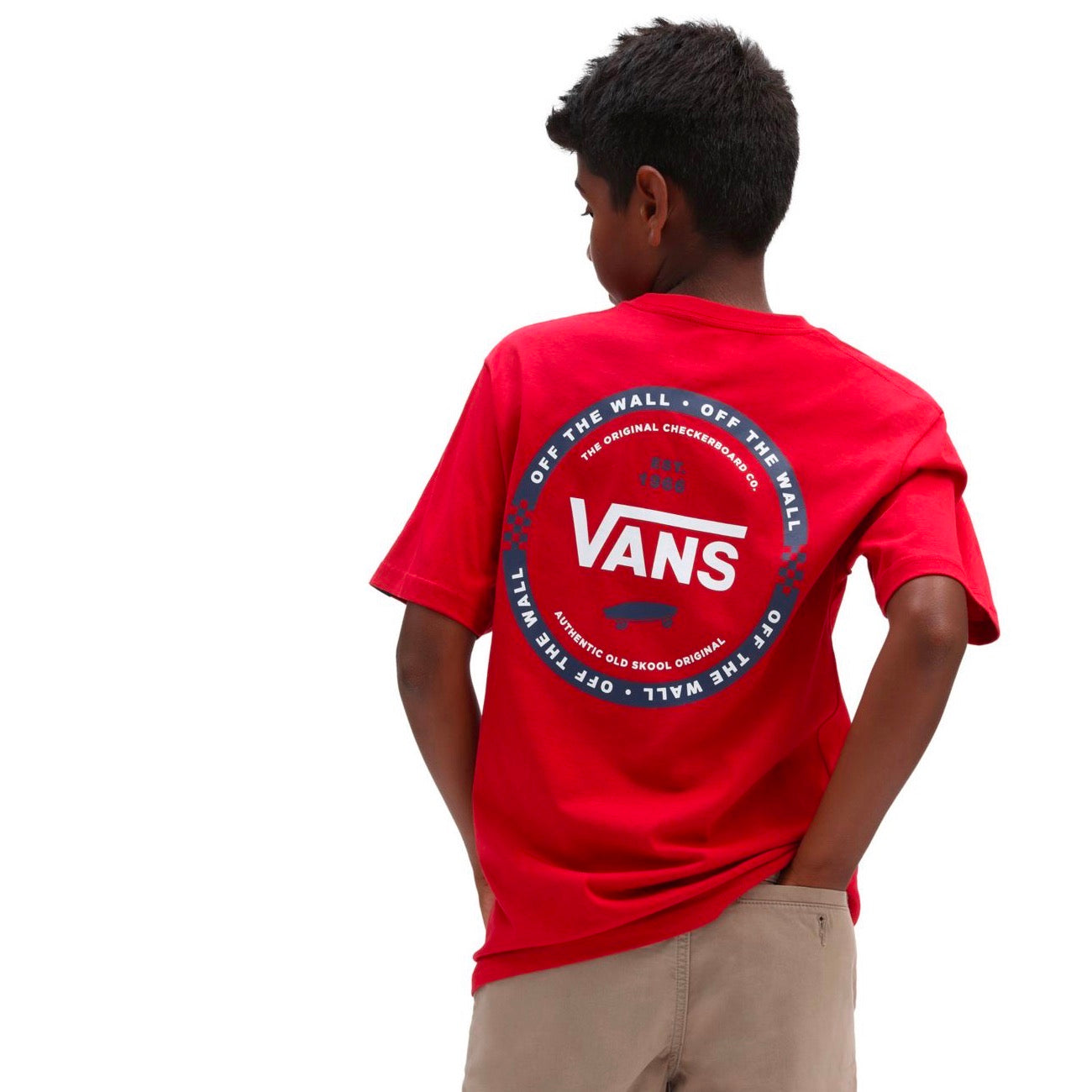 Vans Logo Check Tee Vn0a7shb14a Clothing 11-12YRS / Red,13-14YRS / Red,15-16YRS / Red