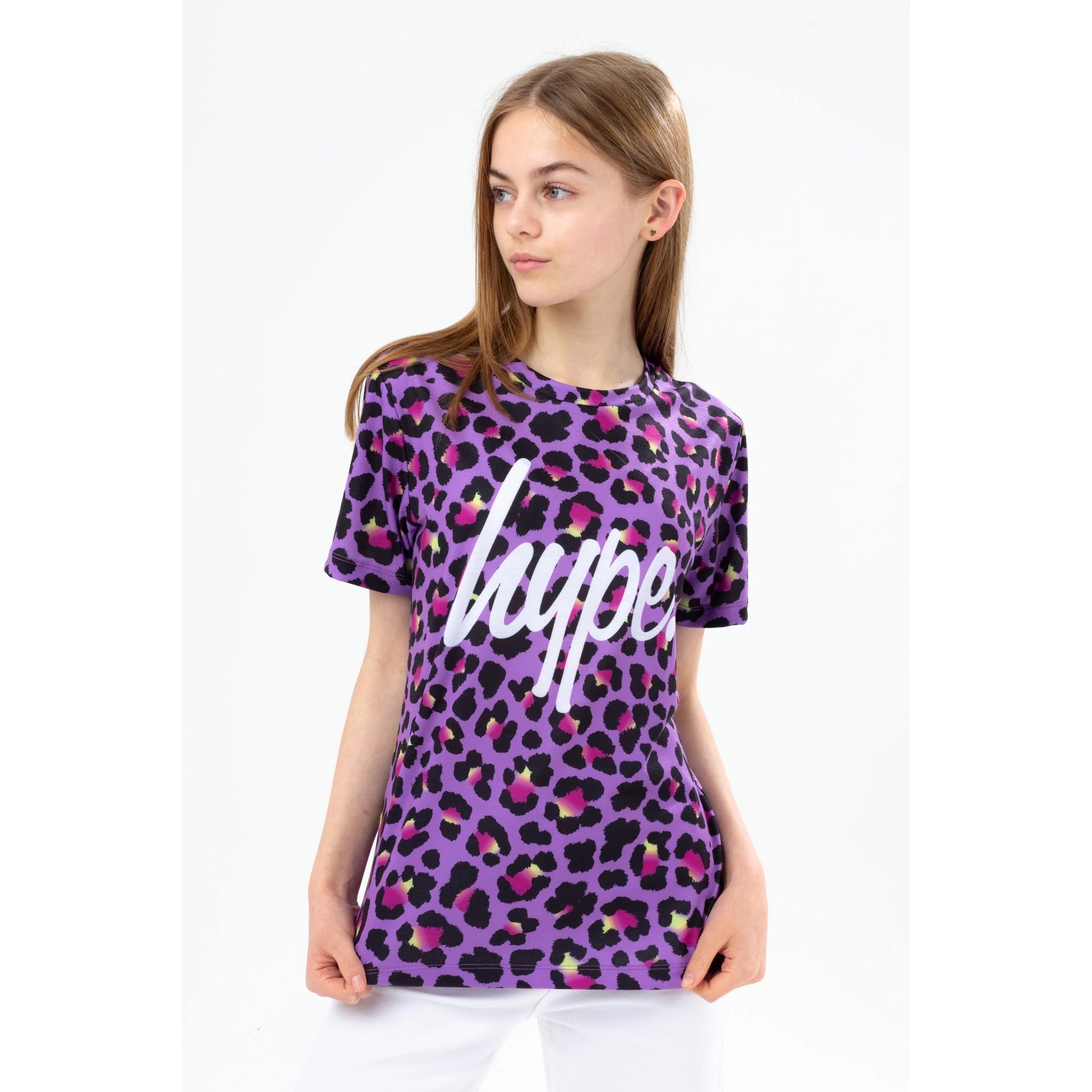 Hype Girls Funk Leopard T-Shirt Twlg-165 Clothing 9/10YRS / Purple,11/12YRS / Purple,13YRS / Purple,14YRS / Purple