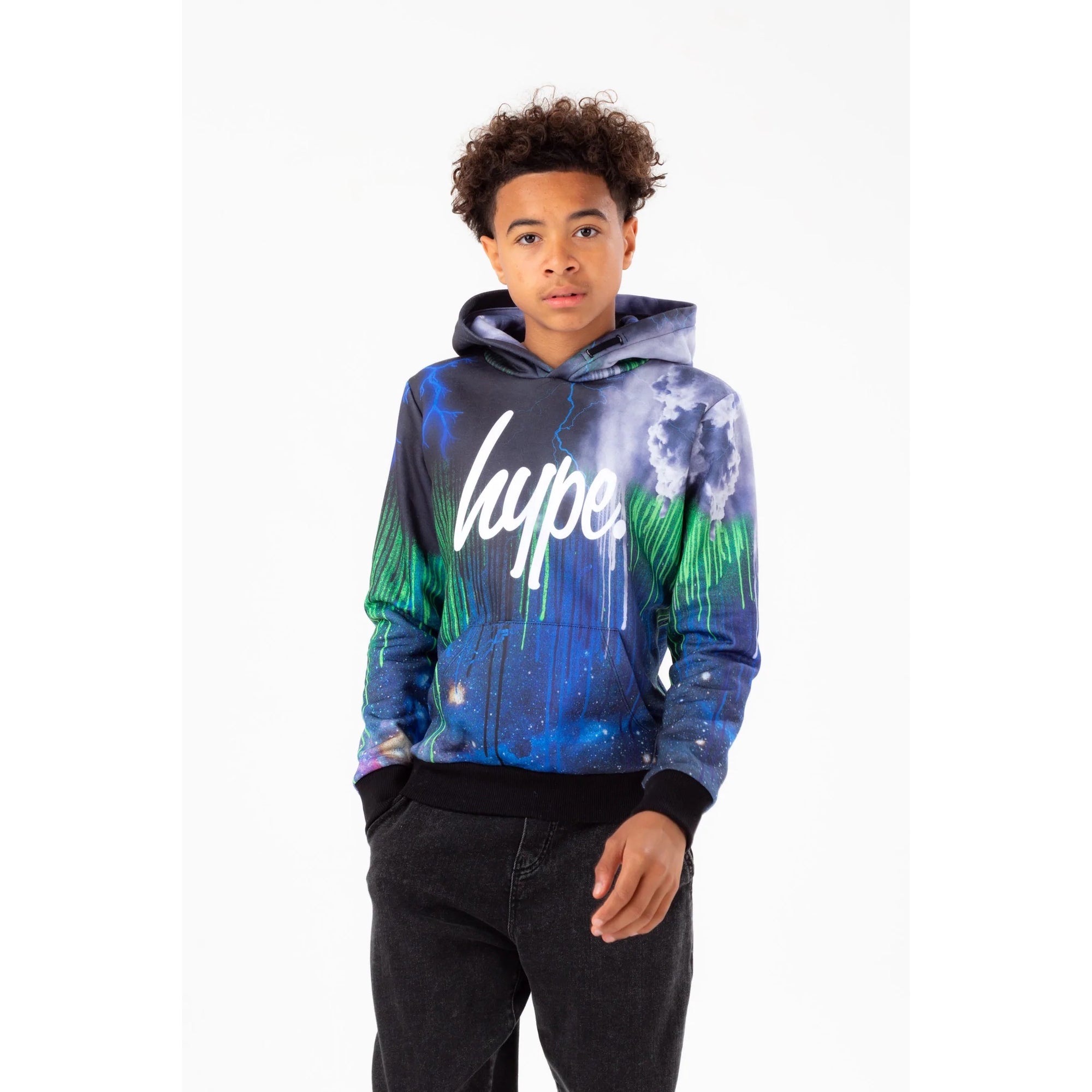 Hype Navy Storm Drips Hoodie Yvlr402 Clothing 7/8YRS / Blue,9/10YRS / Blue,11/12YRS / Blue,13YRS / Blue,14YRS / Blue,15YRS / Blue