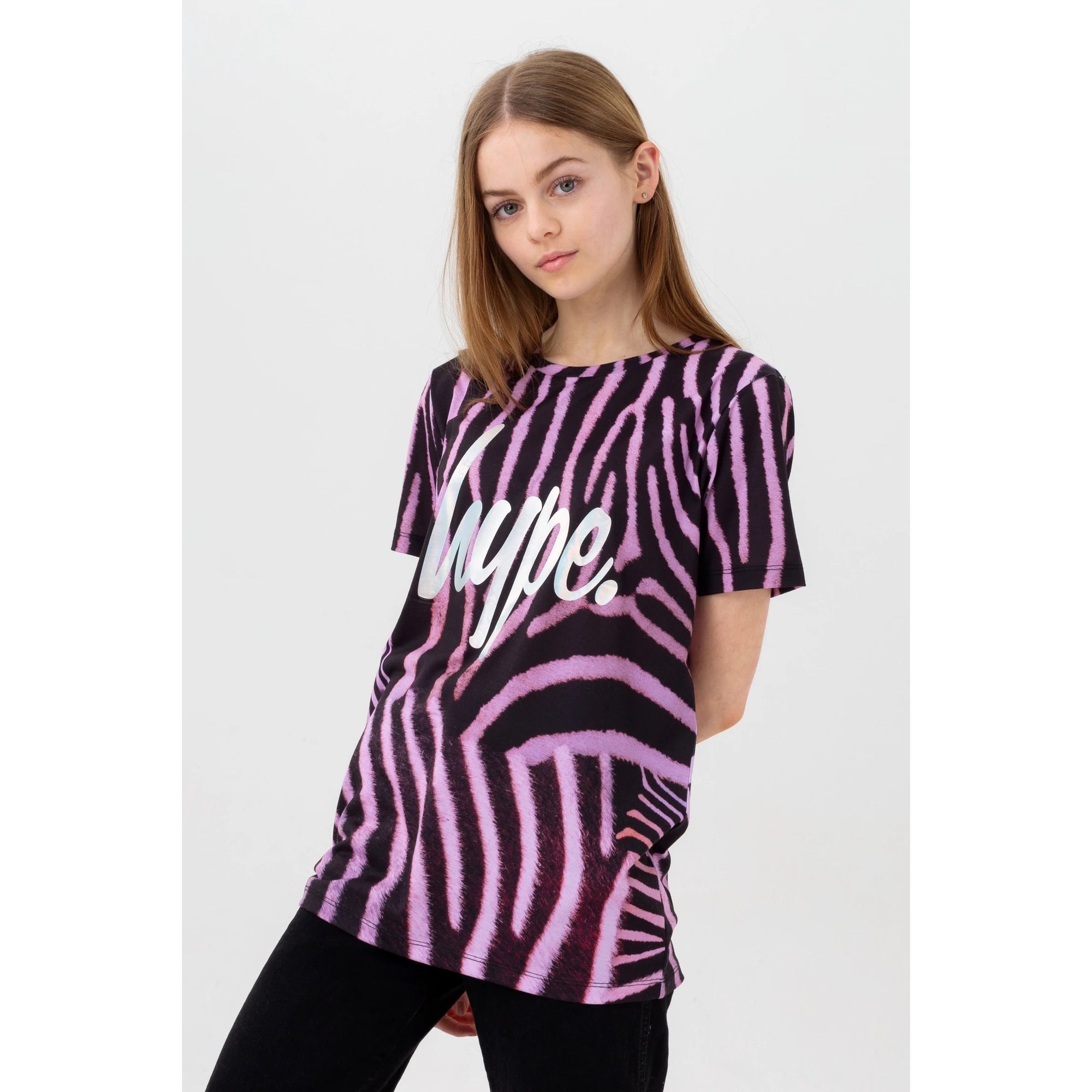 Hype Zebra Crush T-Shirt Zvlr-223 Clothing 9/10YRS / Purple,11/12YRS / Purple,13YRS / Purple
