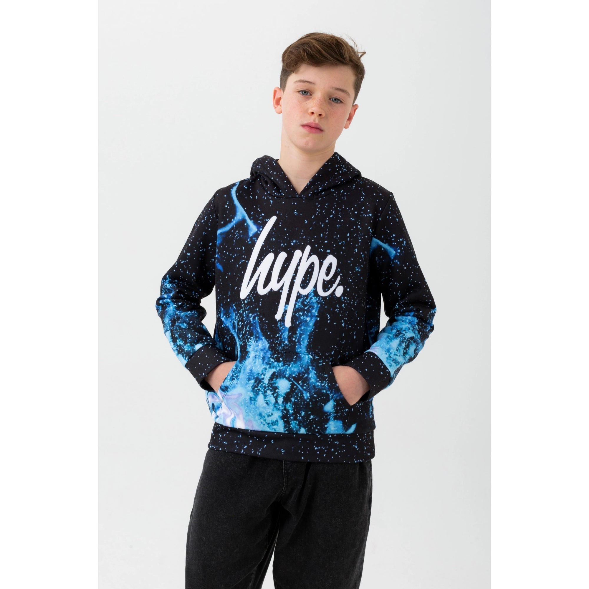 Hype Blue Fire Hoodie Zvlr107 Clothing 7/8YRS / Blue,9/10YRS / Blue,11/12YRS / Blue,13YRS / Blue,14YRS / Blue,15YRS / Blue,16YRS / Blue