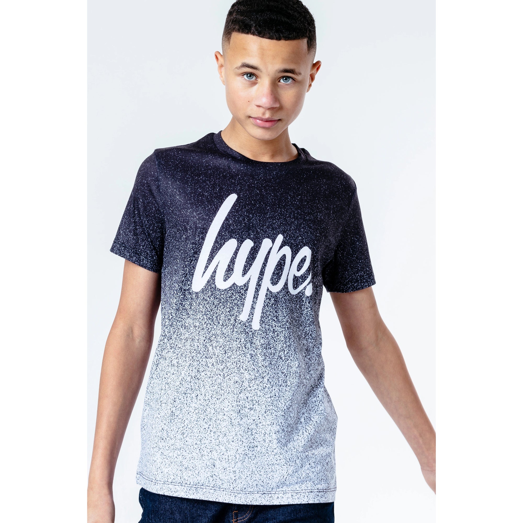 Hype Boys Speckle Fade T-Shirt Ywf264 Clothing 7/8YRS / Black,9/10YRS / Black,11/12YRS / Black,13YRS / Black,14YRS / Black,15YRS / Black