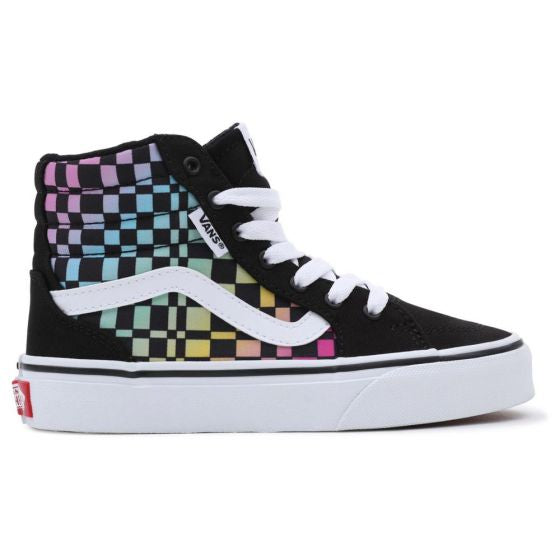 Rainbow checkered vans for kids best sale