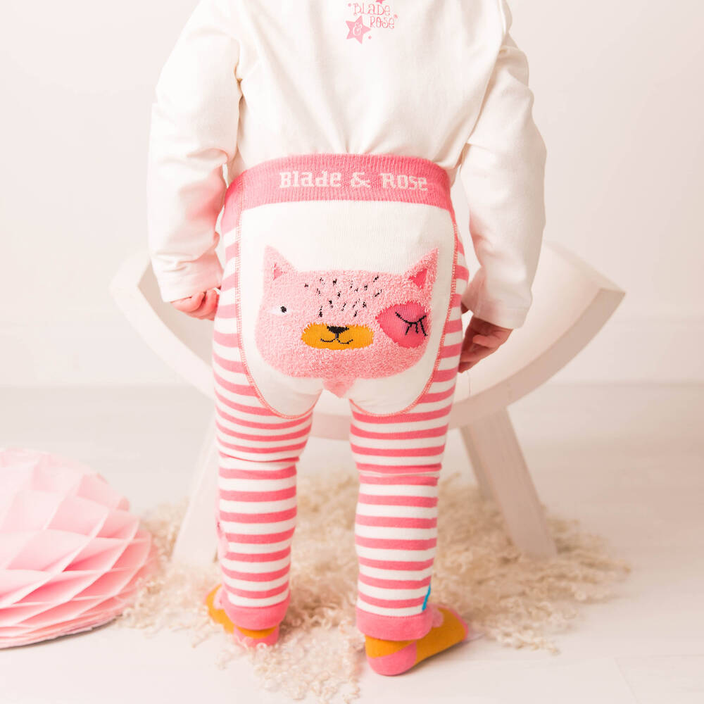 Blade & Rose Willow The Cat Knitted Leggings Clothing 0-6M / Pink,6-12M / Pink,12-24M / Pink