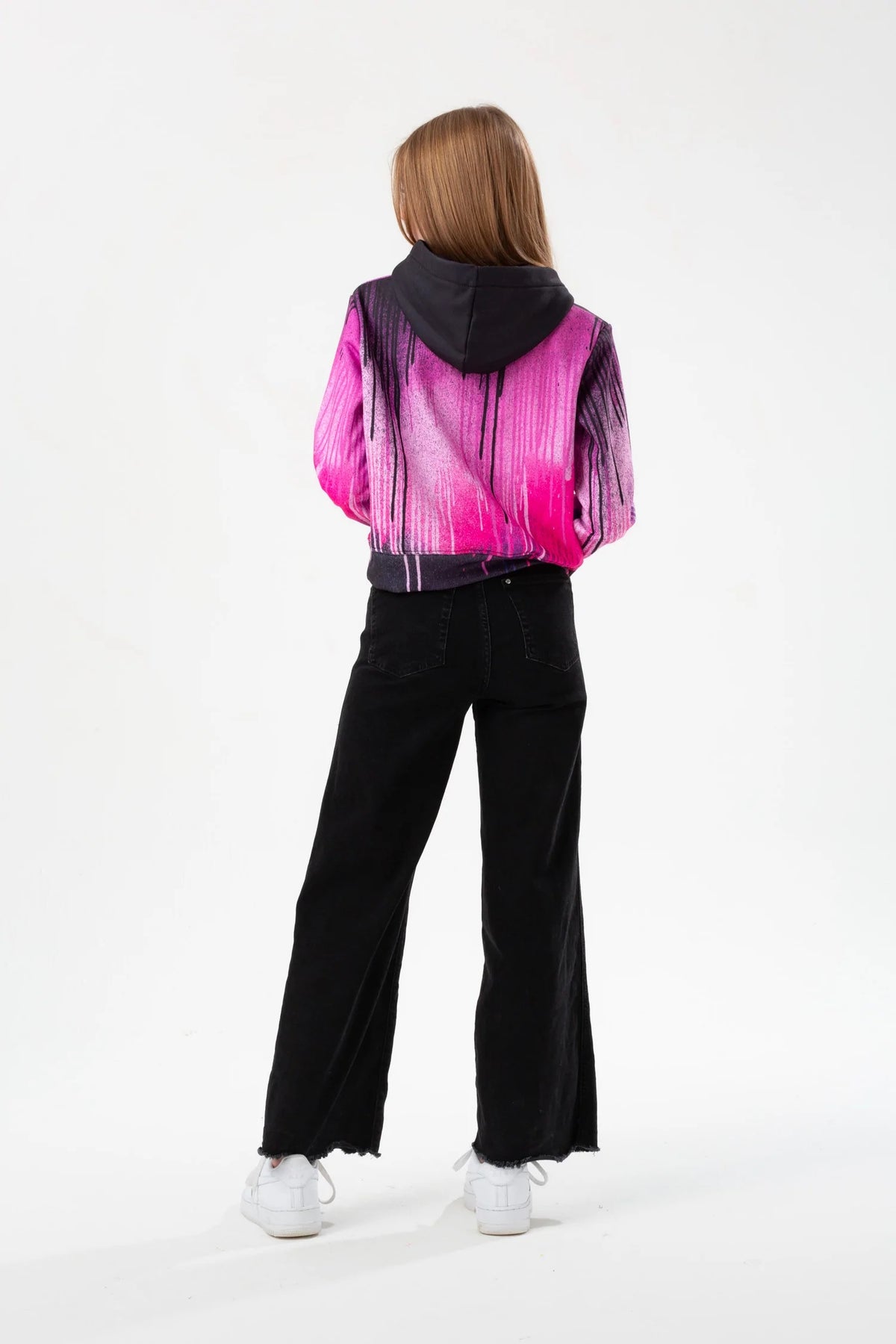 Hype Dark Pink Drips Cropped Hoodie Yvlr548 Clothing 9/10YRS / Pink,11/12YRS / Pink,13YRS / Pink,14YRS / Pink