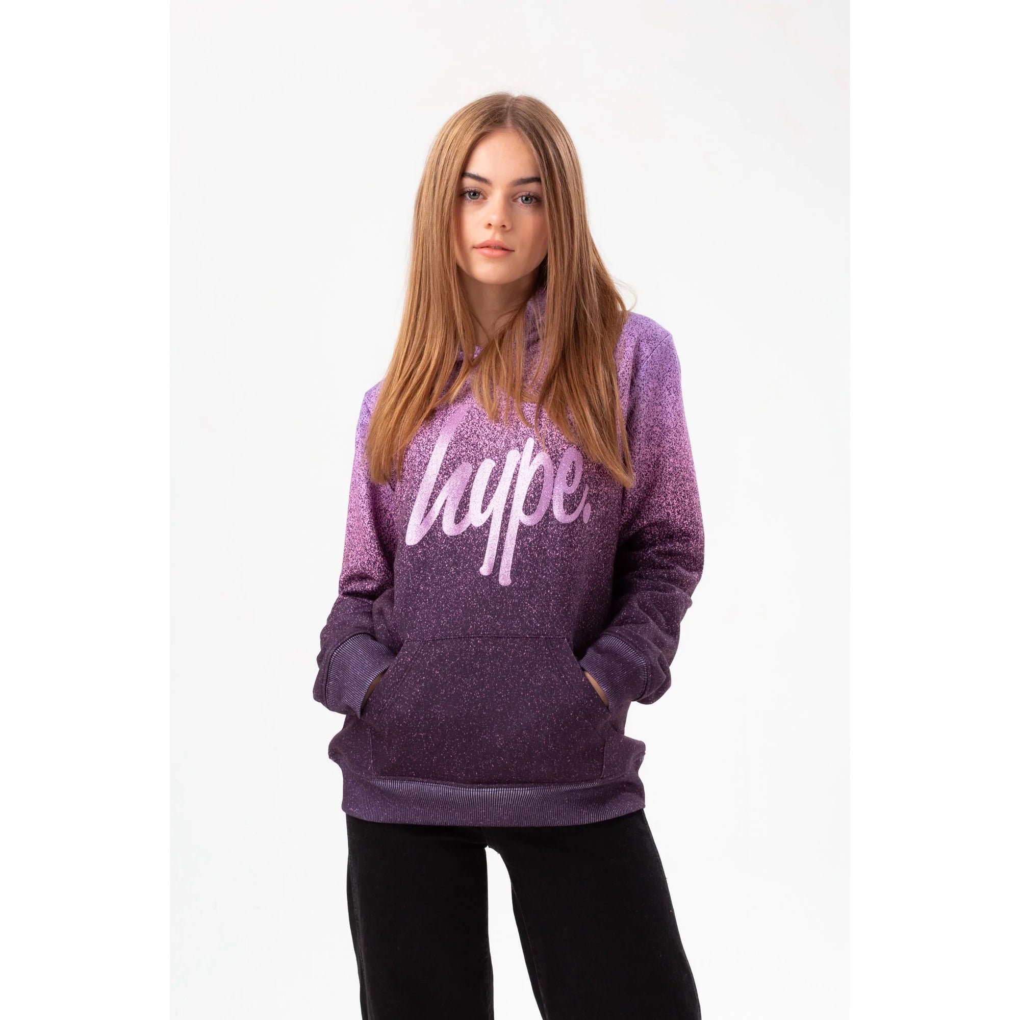 Hype Purple Speckle Fade Glitter Sweatshirt Yvlr558 Clothing 9/10YRS / Purple,11/12YRS / Purple,13YRS / Purple,14YRS / Purple,15YRS / Purple