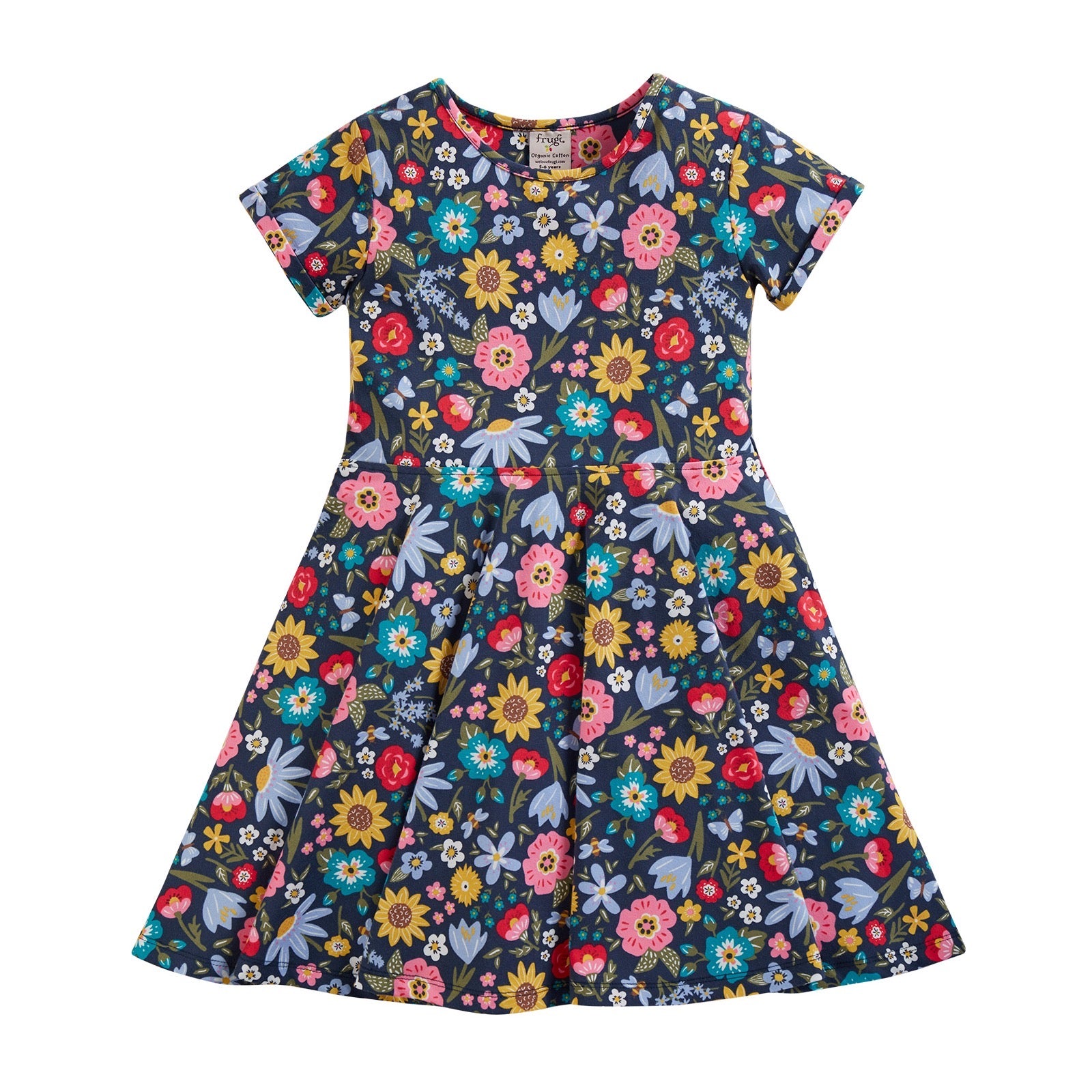 Frugi Spring Skater Dress Drs322ipp Polinators Clothing 2-3YRS / Multi,3-4YRS / Multi,4-5YRS / Multi,5-6YRS / Multi,6-7YRS / Multi,7-8YRS / Multi