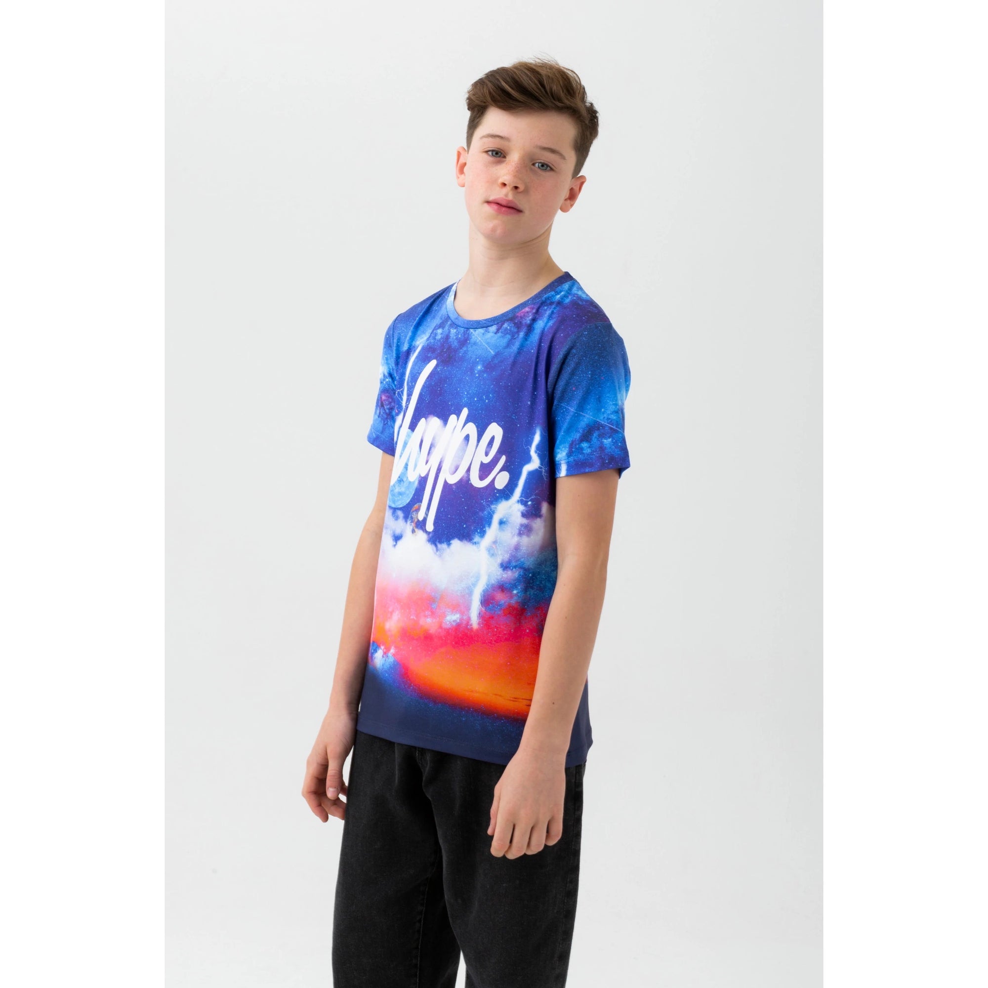 Hype Galaxy Horizon Script T-Shirt Zvlr040 Clothing 7/8YRS / Blue,9/10YRS / Blue,11/12YRS / Blue,13YRS / Blue,14YRS / Blue,15YRS / Blue,16YRS / Blue